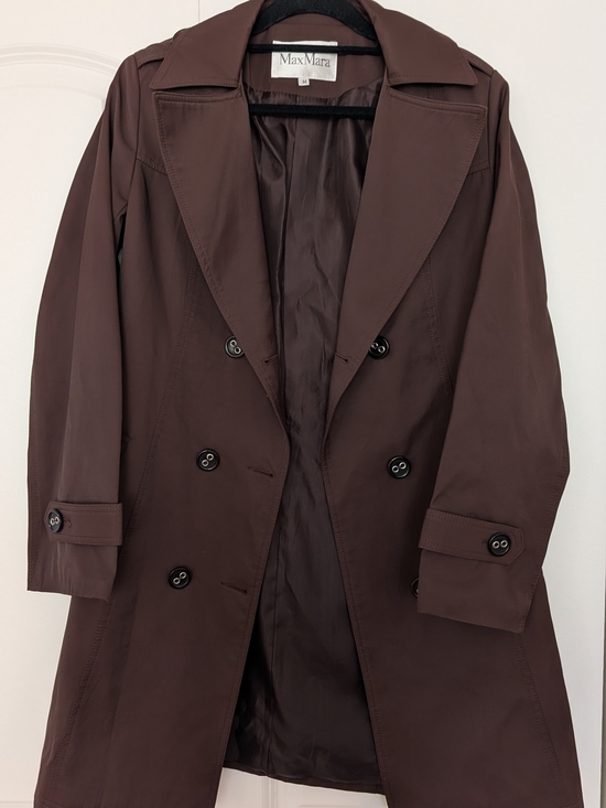 MaxMara Jackets & Blazers - MaxMara Double-Breasted Chocolate Brown Trench Coat
